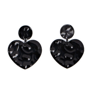 Black Heart Shape Post Earrings